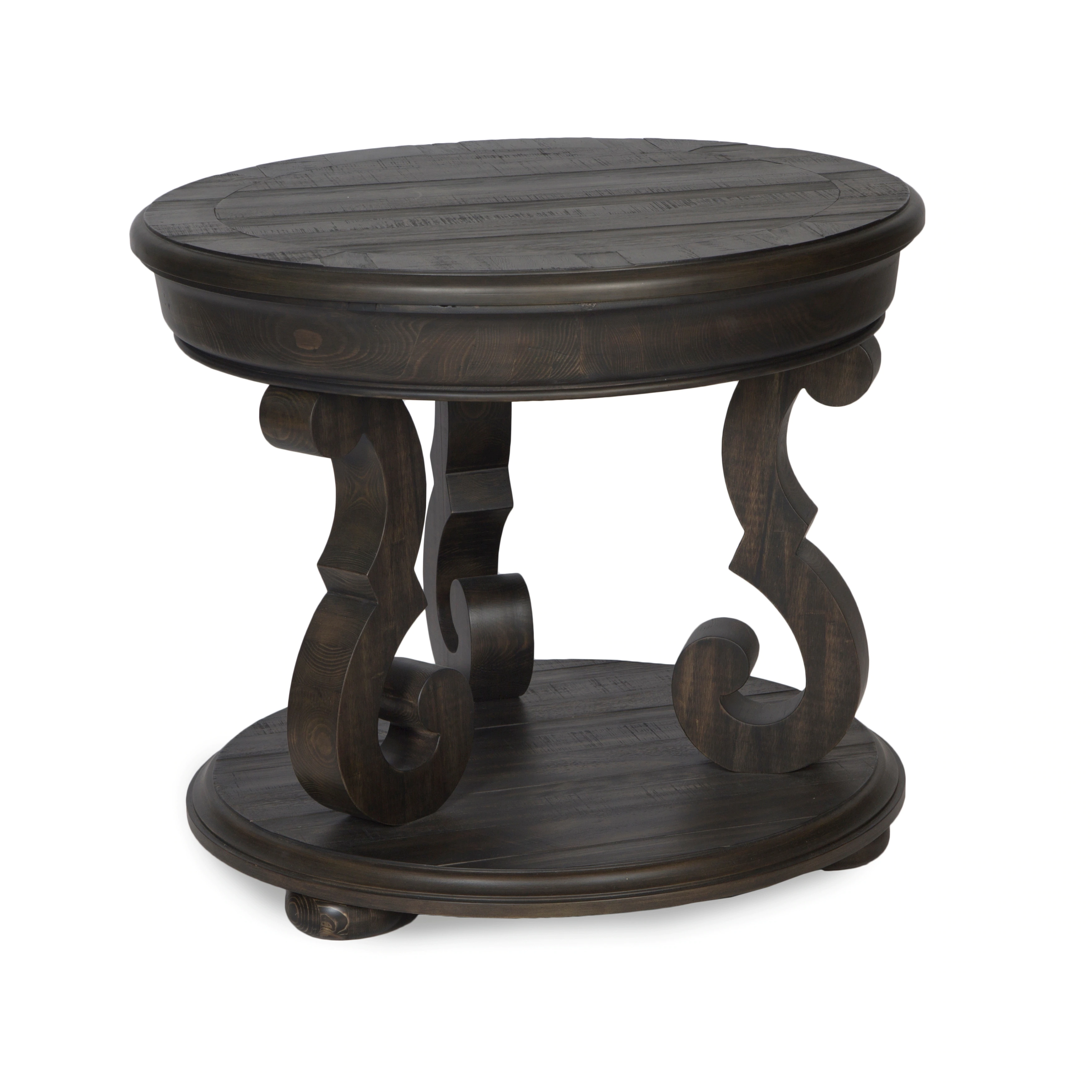 florence traditional distressed charcoal rustic round accent table avalon free shipping today inch console small garden cover and chairs driftwood side outdoor beach kitchen decor