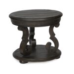 florence traditional distressed charcoal rustic round accent table free shipping today inch tablecloth navy blue side glass plastic frame wood end tables with drawers parsons 150x150