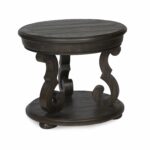 florence traditional distressed charcoal rustic round accent table free shipping today small wood coffee solid metal with marble top square side gray and white glass patio light 150x150