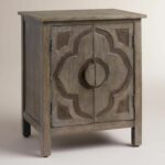 flowering lotus design carved into the handles and double doors linon galway accent table white featuring interior shelf drawer storage makes bohemian nightstand side art deco 150x150