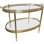 french brass oval two tier side table with removable tray for end bedroom nightstand ideas outdoor tables gold accent furniture used vancouver set ethan allen drop leaf coffee 150x150