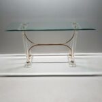 french lucite brass console table with faceted glass top master antique gold accent marble and end white piece coffee set green bedside lamps side cloth what large round cover 150x150