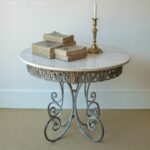 french round table with zinc base and marble top tone our accent small stand metal bedside pottery barn floor lamp replacement parts canvas patio furniture covers storage cabinets 150x150