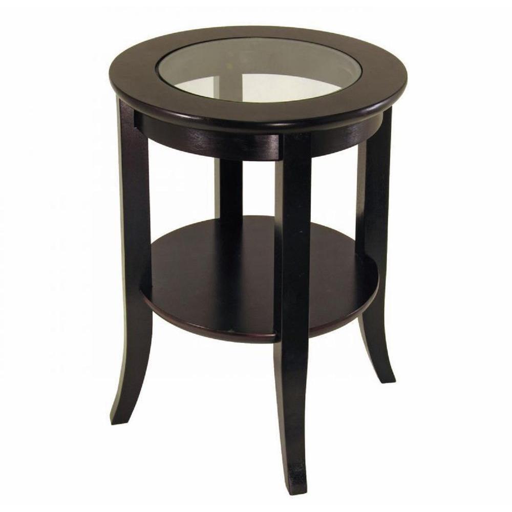 frenchi home furnishing genoa espresso end table the tables small glass accent wireless bedside lamp log side large lamps chrome furniture legs catering tablecloths pottery barn
