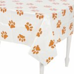 fun express puppy dog paw print plastic table cover accent cloth covers kitchen dining yellow dragonfly tiffany style lamp target ott tray vintage drawer pulls cream end tables 150x150