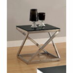furniture america krystalle chrome and black glass top trestle accent table target end tables mosaic inch round linen tablecloth one door cabinet pottery barn mahogany coffee fold 150x150