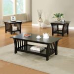 furniture america milford piece black asian hardwood set coffee table end tables accent only ethan allen nightstand maple square patio cover corner display shelf high glass dining 150x150