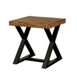 furniture america wildrow black wood trestle end table with rustic two tone room essentials accent oak finish free shipping today small occasional barn door kitchen cabinets 150x150