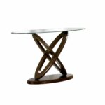 furniture america xenda sofa table with tempered monarch hall console accent cappuccino glass top and cross shaped base dark walnut finish kitchen dining small narrow simon lee 150x150