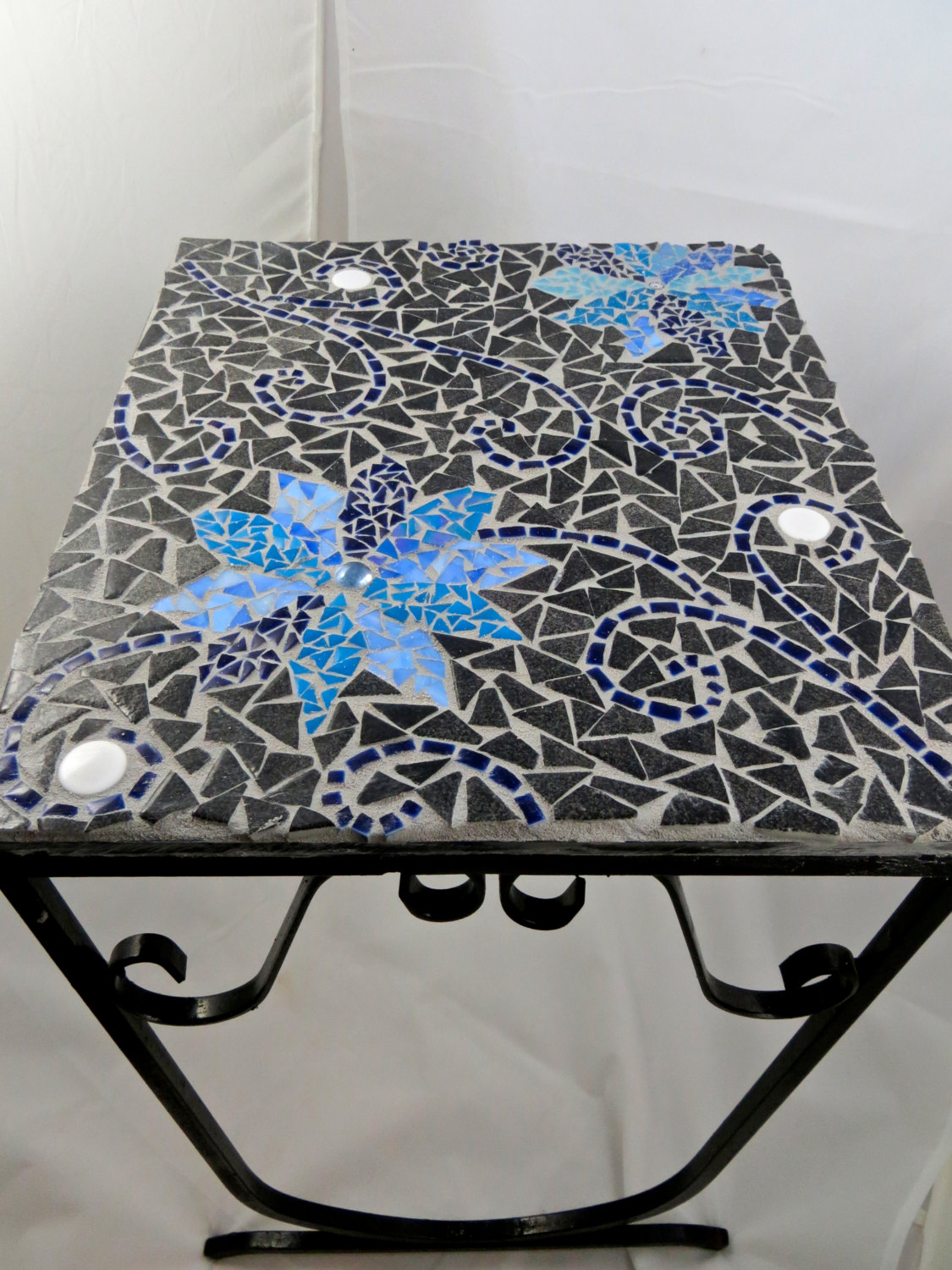 furniture good looking for outdoor living room design and decoration using square black ceramic blue flower mosaic table marvelous space with out accent indoor glass end tables
