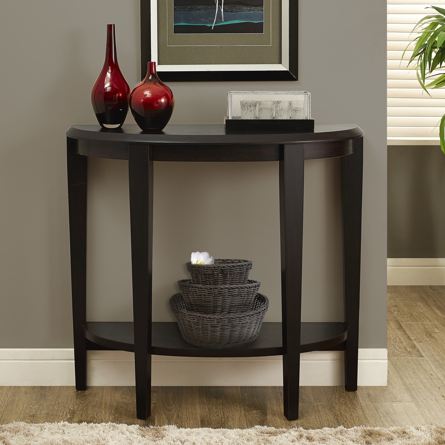 furniture mesmerizing half moon accent table with elegant looks amusing appealing black whitewashed office and near gray wall paint brown rug dining entry semi circle console moo