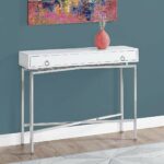 furniture monarch hall console accent table cappuccino specialties glossy white chrome gold bedside lamps cabinet door knobs round glass and metal coffee treads wooden mosaic 150x150