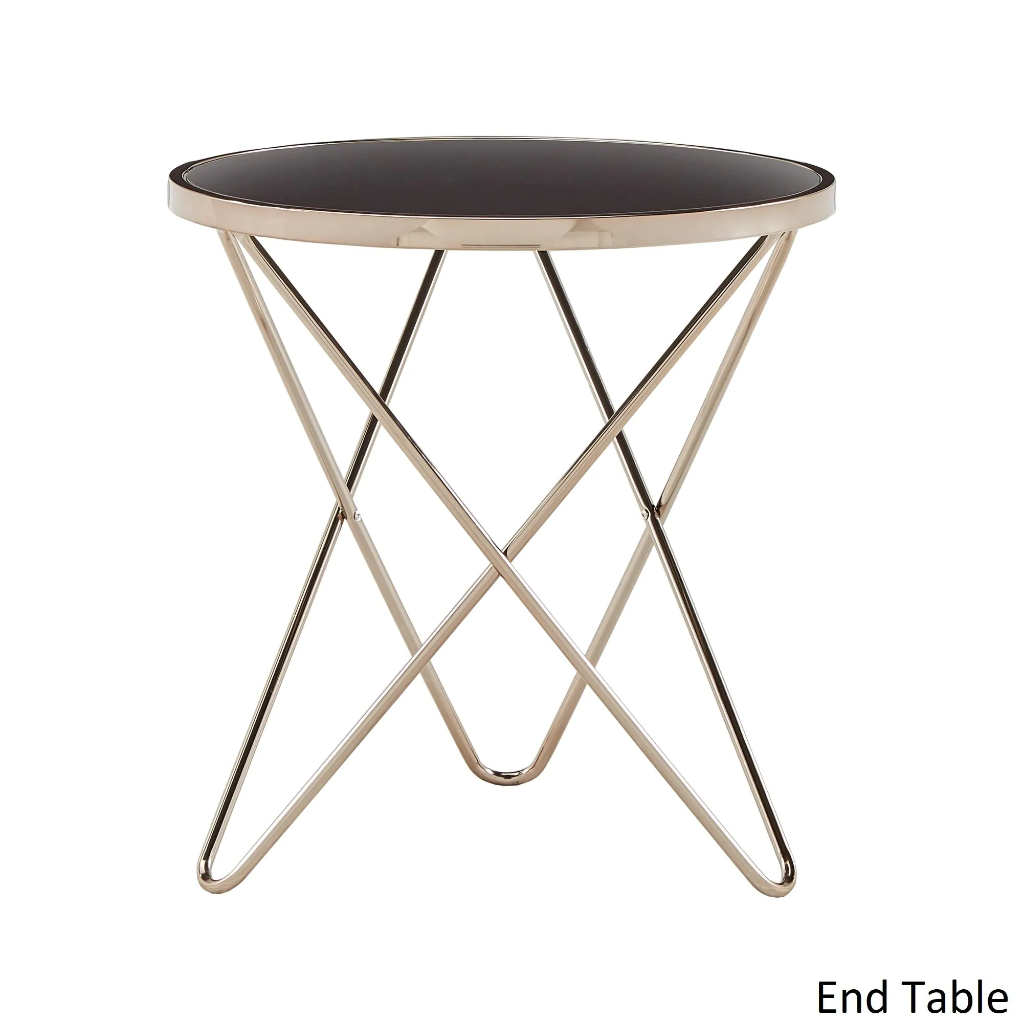 gabe champagne gold finish hairpin leg accent tables with black glass top inspire bold table free shipping today dressing ornaments pedestal plant stand indoor rustic furniture