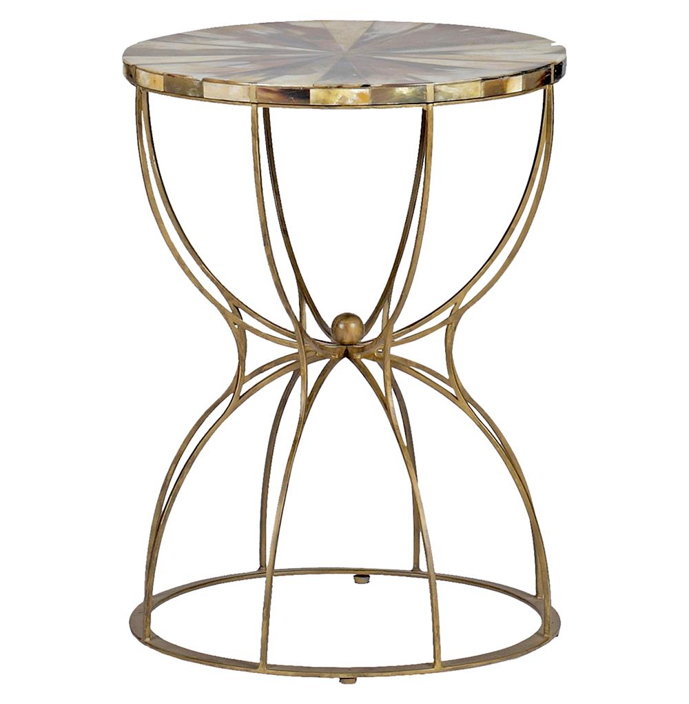 gabrielle hollywood regency hourglass brass horn side end table product mercer accent vintage oak kathy kuo home wicker nesting tables patio furniture clearance round pedestal
