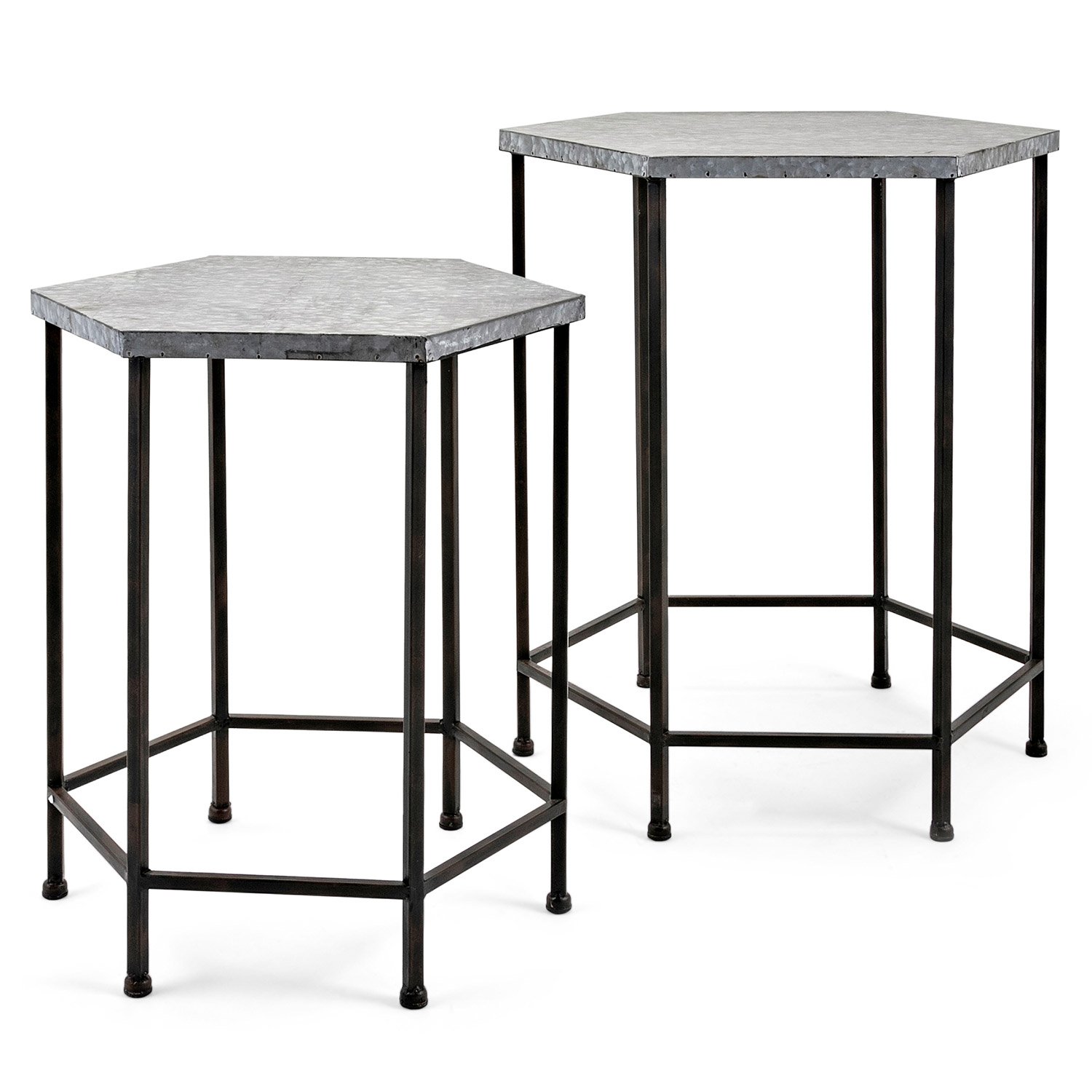 galvanized accent table set paynes gray metal concrete look outdoor furniture bar towels carpet transition piece laura ashley dining chairs corner nightstand antique pedestal side