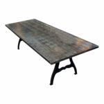 galvanized steel table with industrial legs chairish metal accent dining room placemats mirrored bedside furniture external door threshold demilune console pottery barn pine 150x150