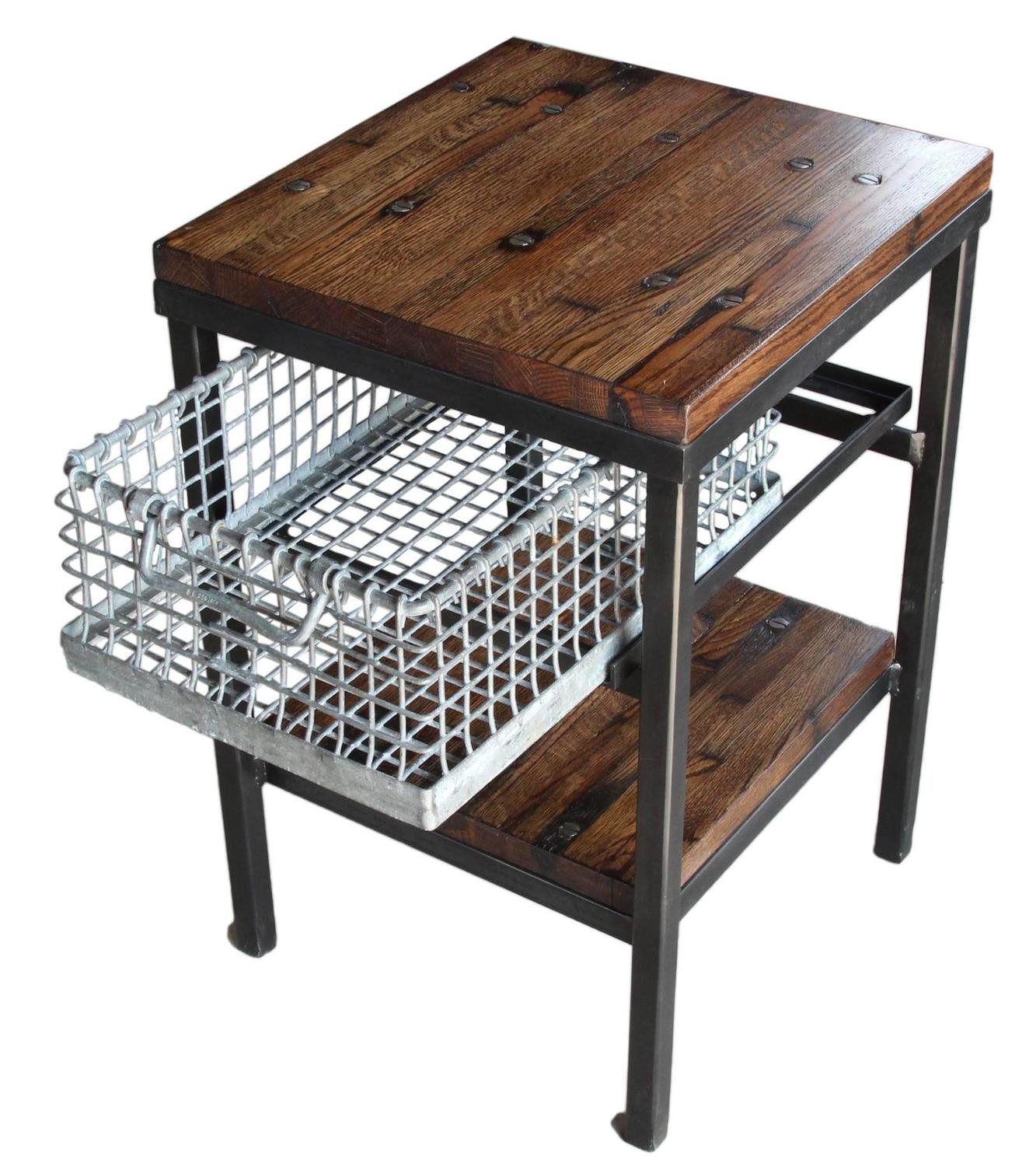 galvanized storage basket nightstand end table with shelf antique zoey night accent baskets walnut elastic tablecloth target project tesco coffee sets black and brown tables doors