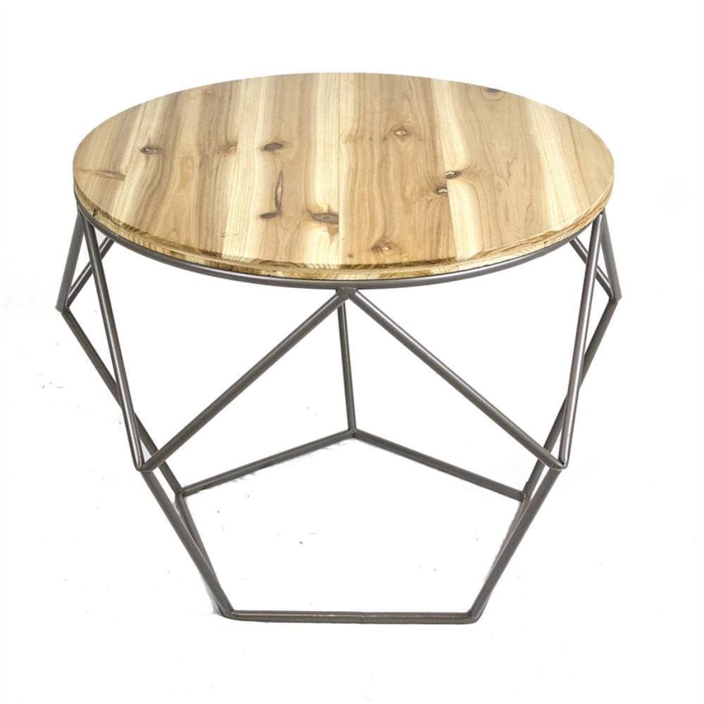 geometrical metal accent table with wood top brown and sgb tables furniture black sagebrook home round theater patio seating occasional cordless battery lamp console kidney bean