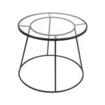geometrically designed round metal and glass accent table black blue oriental lamps that run batteries small occasional side tables steel wood end diy top ideas light oak hallway 150x150