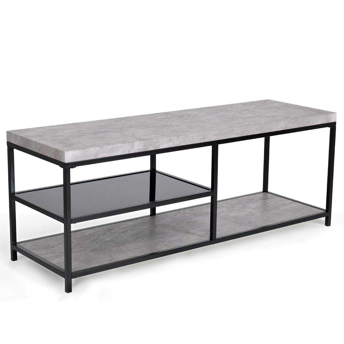 giantex accent modern coffee table living room glass tables industrial style metal frame tempered middle shelf sofa side rectangular cocktail gray wine rack bbq console hallway