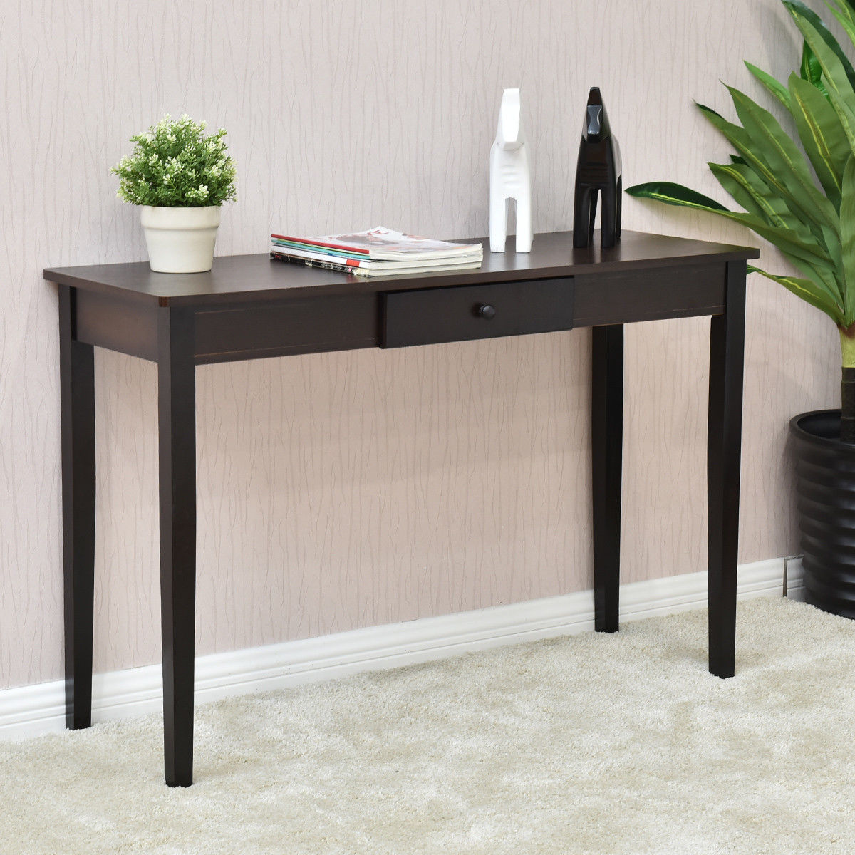 giantex console table entry hallway desk entryway side sofa accent with drawer modern wood living room furniture big round coffee unique wine racks small decorative battery