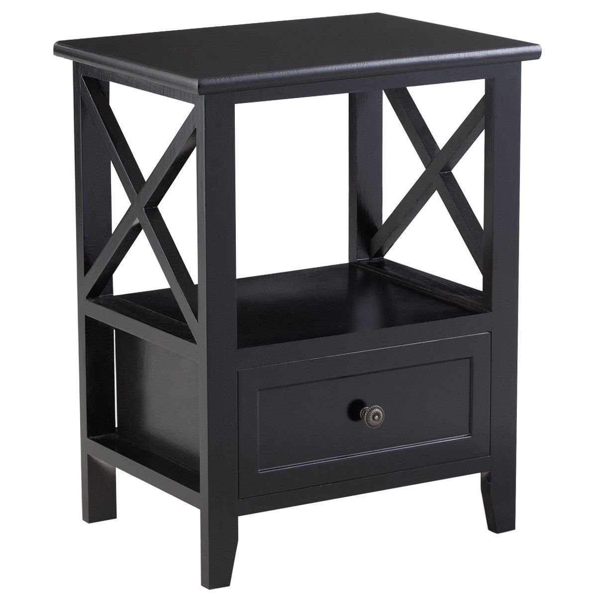 giantex end table night stand storage shelf with drawer timmy nightstand accent black wood home bedroom bedside furniture kitchen dining light blue marble top corner dale tiffany