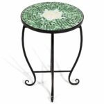 giantex mosaic round side accent table patio plant bella green outdoor stand porch beach theme balcony back deck pool decor metal cobalt glass top indoor oval wood coffee plastic 150x150