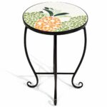 giantex mosaic round side accent table patio plant stand porch beach theme balcony back deck pool oak and glass nest tables west elm wood coffee ashley signature metal dining 150x150