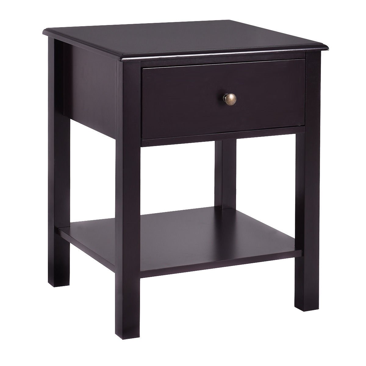giantex set nightstand drawer and shelf stable black accent table with frame storage cabinet for bedroom modern beside sofa brown end white living room furniture ideas tablecloth