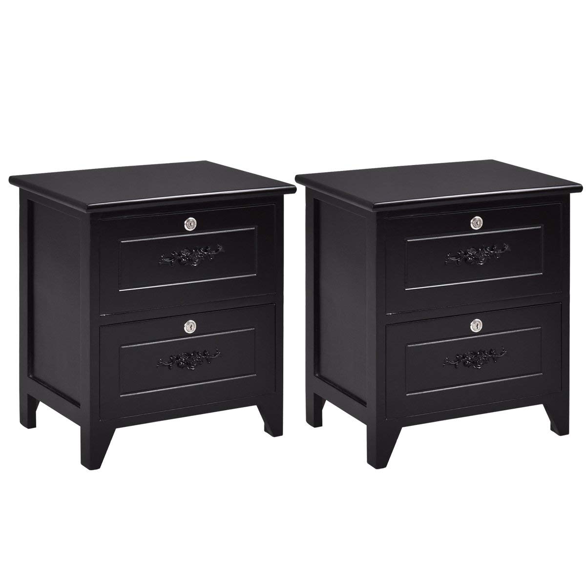 giantex wooden nightstand locking drawers and timmy accent table black handles good storage organize function solid structure for living room bedroom beside sofa side end kitchen