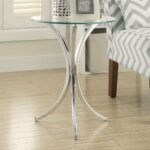 glass top chrome base round side end table kitchen dining wood accent five below mosaic bistro patio set home decoration design high under cabinet wine rack entryway console small 150x150