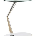 glossy white chrome metal accent table from monarch outdoor small build side rattan chairs cream bedside tables nautical lighting ideas cloth design mosaic outside black round off 150x150