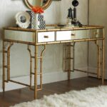 gold bamboo and mirror vanity desk mirrored glass accent table with drawer golden metallic frame fronts round wood metal coffee leaf inch wide side mid century dining chairs 150x150