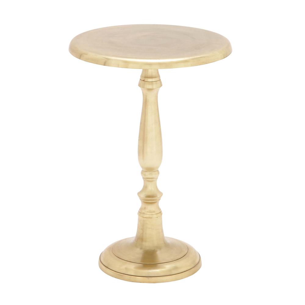 gold round aluminum accent table the end tables low for living room pink bedside lamps glass coffee extra wide console rough wood transparent dining cover small leaf wireless desk