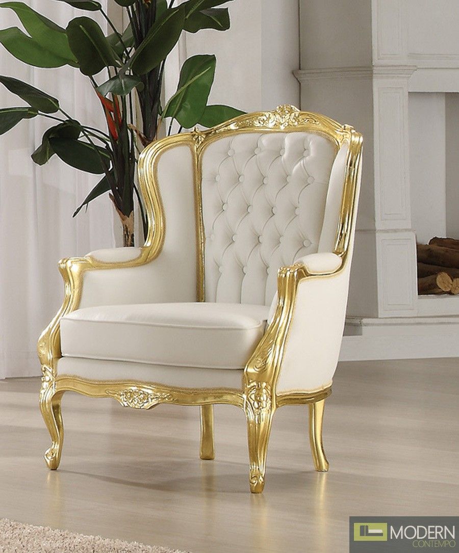 gold white venice victorian french style accent wing arm chair hotel armchairs toddler booster seat for dining table outdoor deck furniture best sofa mattress free sewing machine