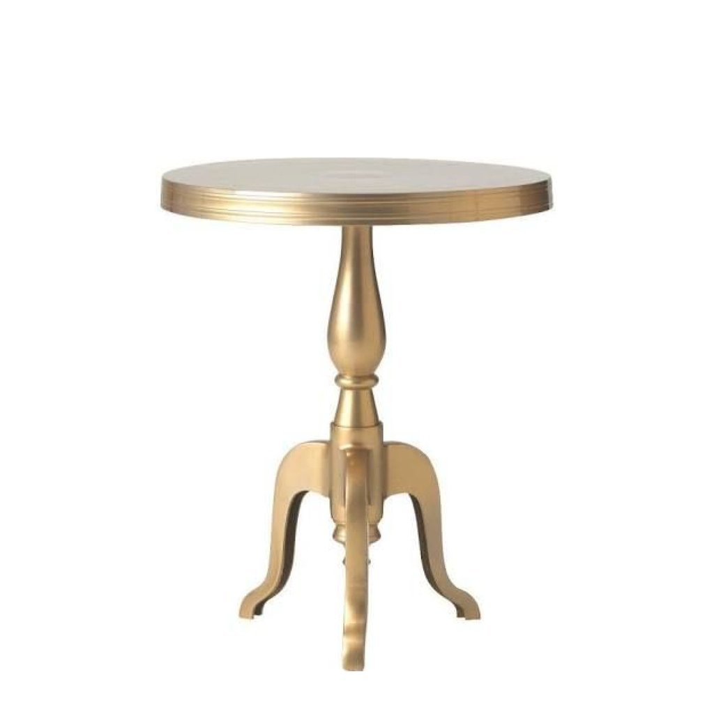 golden side table tall two kind furniture rentals rent gold accent antique dining chairs aluminium door threshold skinny console cabinet brass leg coffee hooker porch ikea