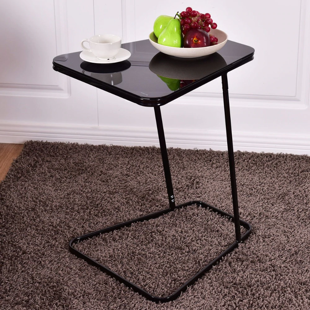 goplus modern glass top end table accent side snack coffee sofa portable black shape ese home steel tables from furniture green metal keter pacific cool bar occasional windham