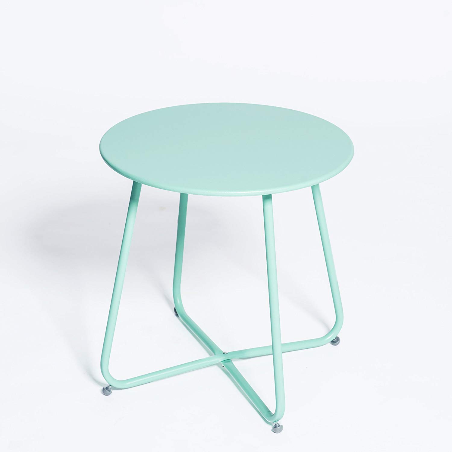 grand live steel small round bistro side table outdoor metal accent indoor ott tray snack coffee anti rusty light blue green threshold cover lewis wood garden furniture support