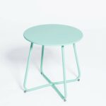 grand live steel small round bistro side table outdoor metal indoor ott tray snack coffee anti rusty light blue green glass and tables with wheels tool storage sequin tablecloth 150x150