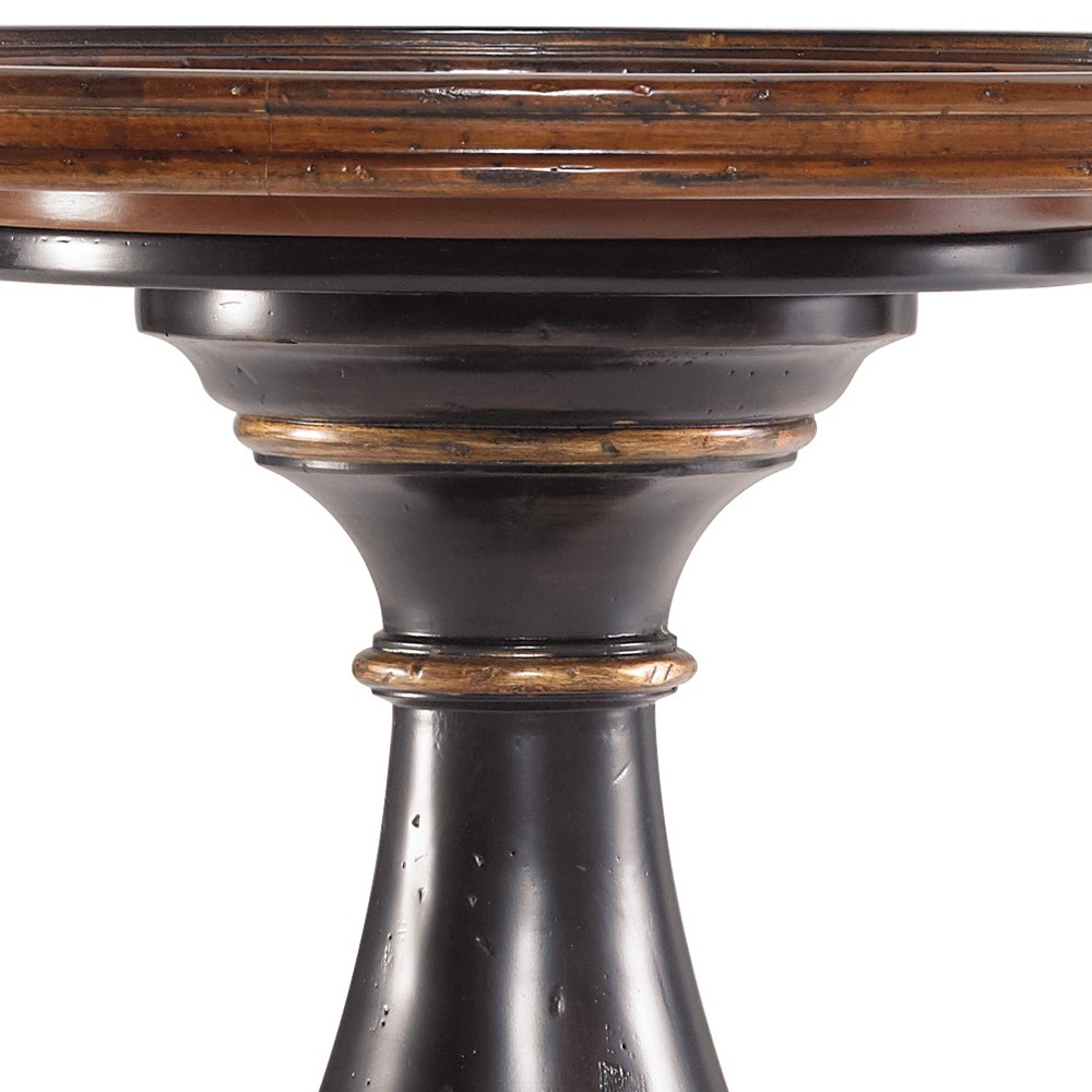 grandover wood round accent table handpainted black handrubbed roundaccenttable handpaintedblackhandrubbedgold pedestal gold kitchen dining room metal top end grill with side