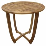 great furniture navarro round wood outdoor accent table perfect for patio with teak finish garden entry small spaces bottle wine rack classic design natural leather storage 150x150