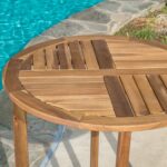 great furniture navarro round wood outdoor accent table teak perfect for patio with finish marble copper coffee retro inspired tablecloth rustic style end tables small glass and 150x150