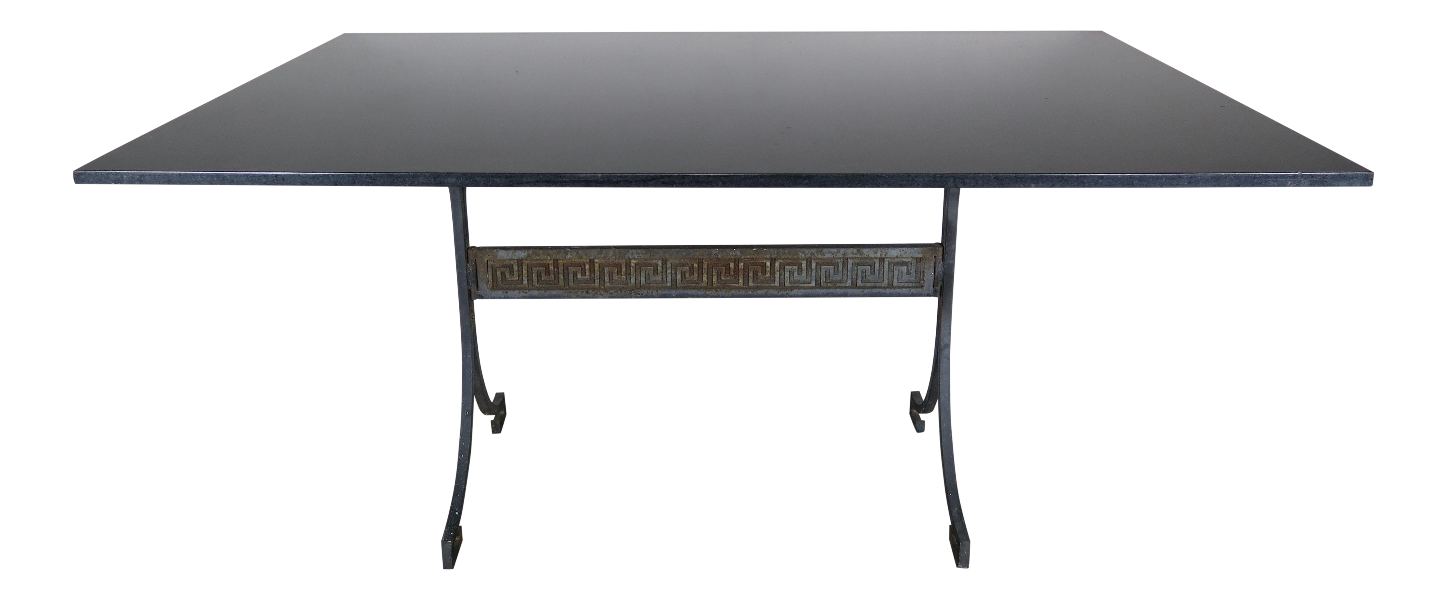 greek key iron and marble bistro table circa chairish accent patio stand pool dining round bedside covers yellow home accents battery operated lights target makeup vanity half