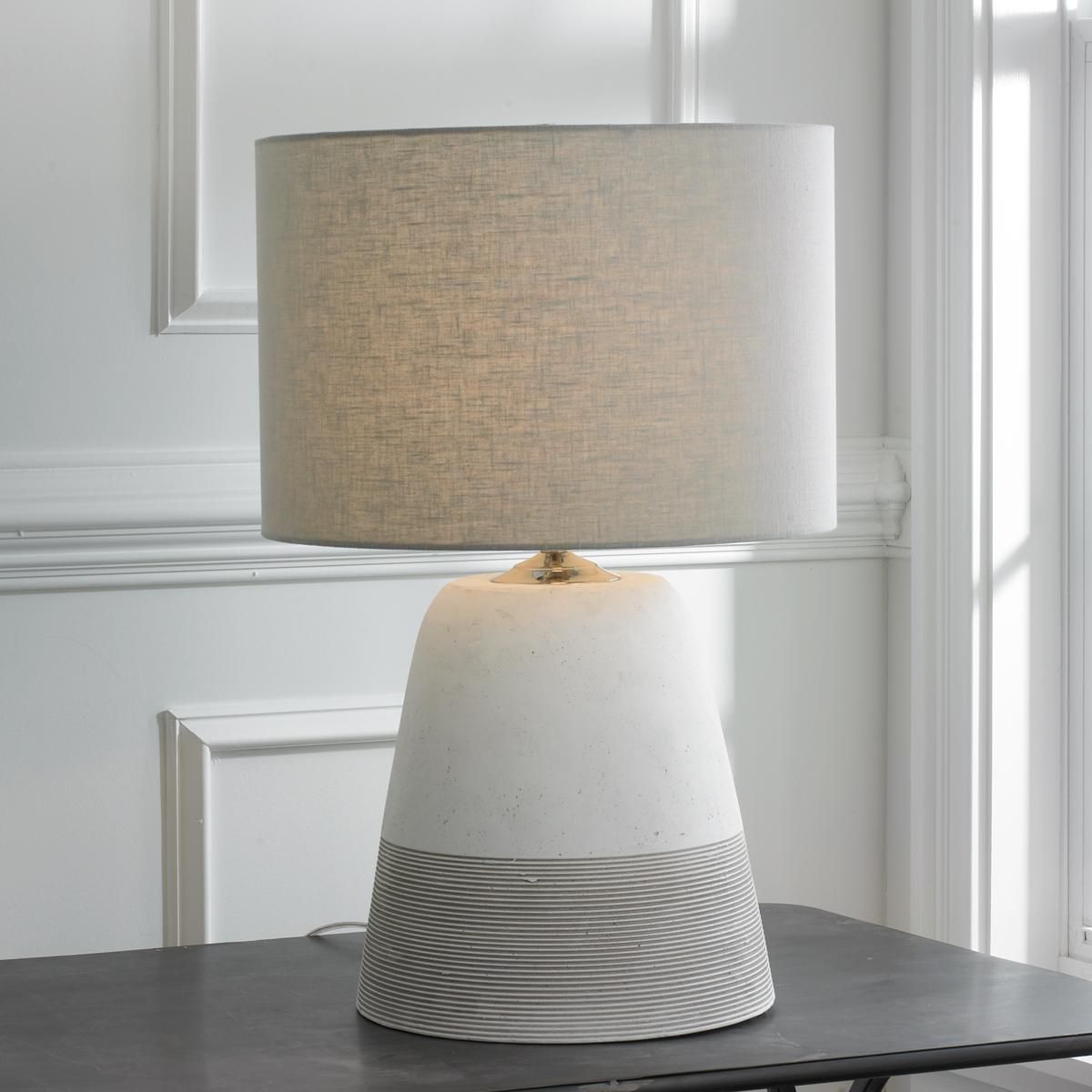 grooved concrete table lamp small modern mini accent lamps this stunning comes neutral light gray finish highlighted concentric ringed grooves wall mounted wine glass rack pier