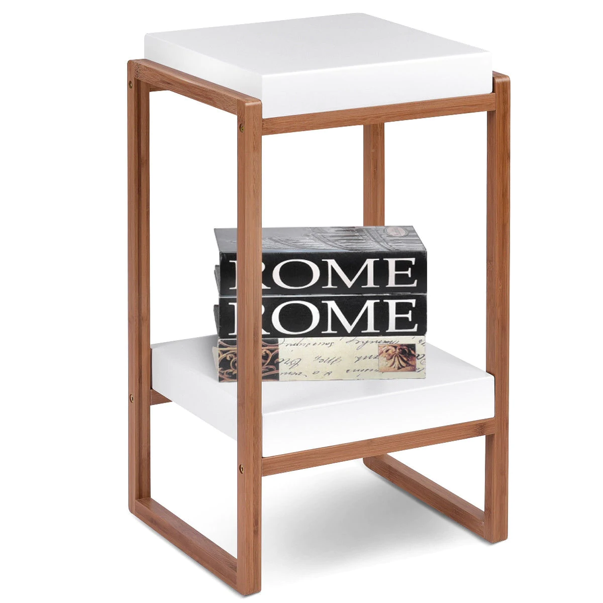 gymax side end table accent storage night stand display shelf white with free shipping orders over concrete and wood top room essentials ice box cooler antique legged ethan allen