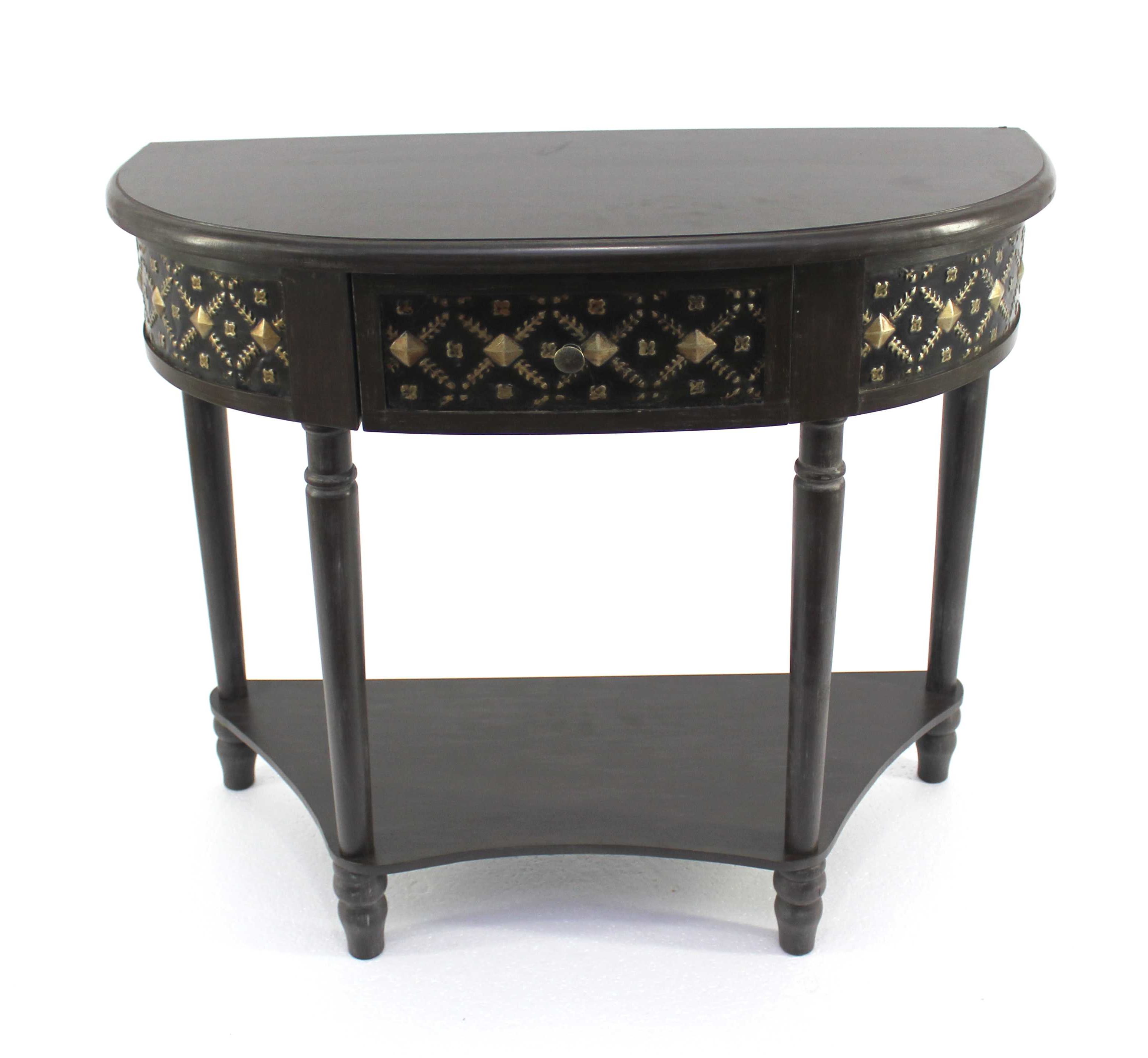 half moon accent table fuentes console small dog kennel end tablecloths and napkins plexiglass furniture tables pedestal wood black metal gallerie clearance media storage butler