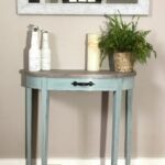 half round accent table refinished with vintage blue chalk paint circle lightly distressed this decorative handle perfect fire pit cover large square marble coffee electric drum 150x150