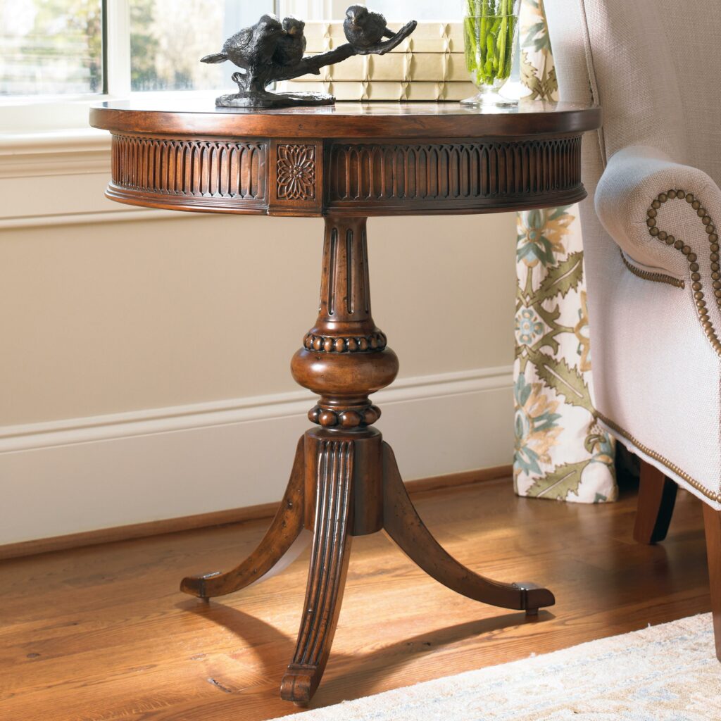 Round Pedestal Side Table Black Wood And Metal End Tables Clearance