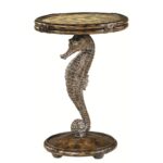 hammary boracay seahorse pedestal accent table with round capiz products color antique boracayseahorse threshold bars for laminate flooring west elm mirror small half circle 150x150