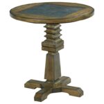 hammary elm ridge rustic round accent table with blue stone inset products color ridgeround small narrow end inch square dog kennel plastic side wine rack gold drum tall bistro 150x150